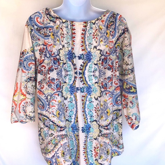 Hester & Orchard Peasant Style 3/4 Sleeve Blouse Size Small Super Cute - Picture 3 of 13